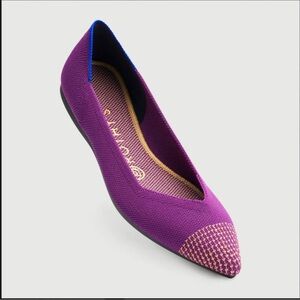Rothy's Purple and Gold Captoe Women's Points Flats Mulberry 8.5 EUC